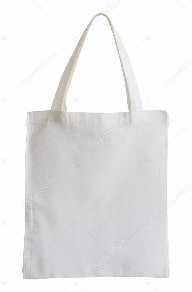 white fabric bag isolated on white with clipping path