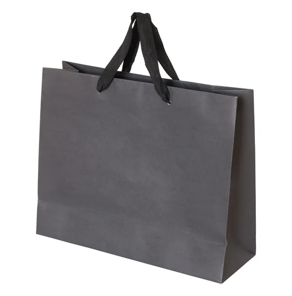 Gray paper bag isolated on white with clipping path — Stock Photo, Image