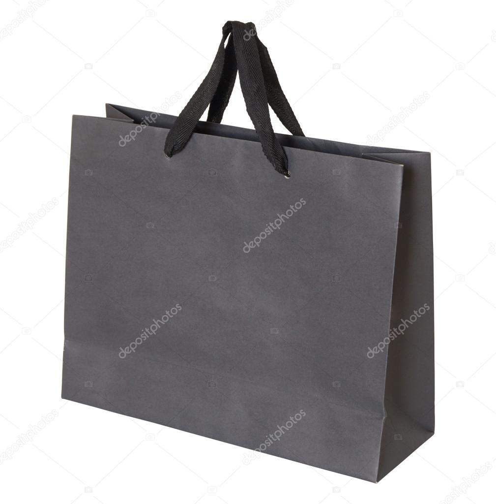 Gray paper bag isolated on white with clipping path