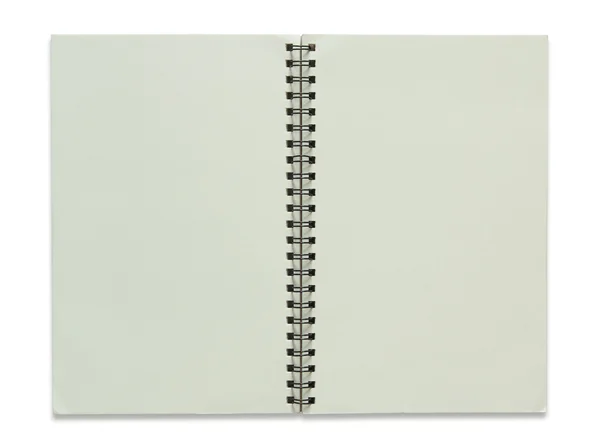 Notebook espiral em branco isolado em fundo branco — Fotografia de Stock