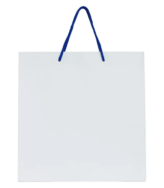 Bolsa de papel blanco aislada en blanco con camino de recorte — Foto de Stock