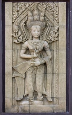 apsara dansçılar heykel taş oyma, angkor wat, Kamboçya