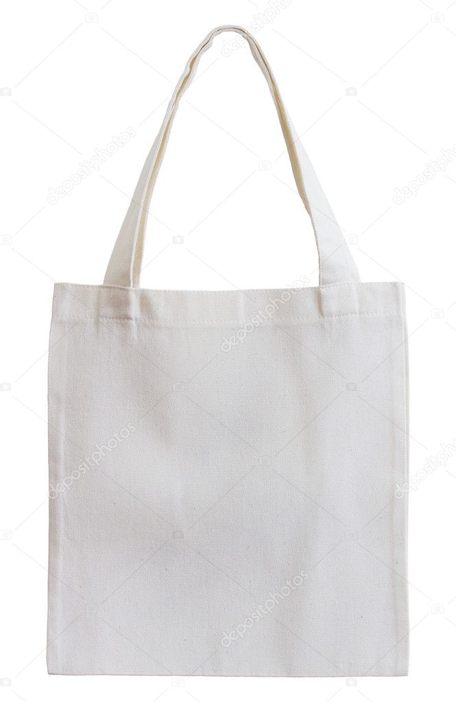 white fabric bag isolated on white with clipping path