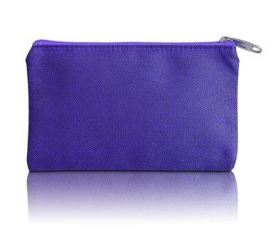 fermuar beyaz zemin üzerine mavi kumaş çanta