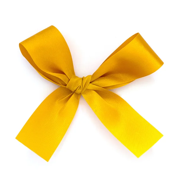 Golden ribbon bow isolated on white background — Stock Photo, Image