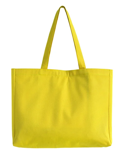 Yellow fabric bag isolated on white with clipping path — Stock Photo, Image