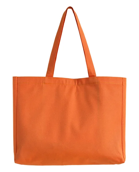白色与剪切路径上孤立的橙色的织物袋 — 图库照片
