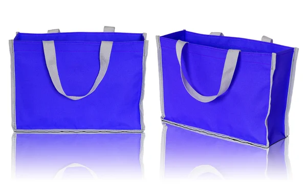 Blå shopping väska på vit bakgrund — Stockfoto