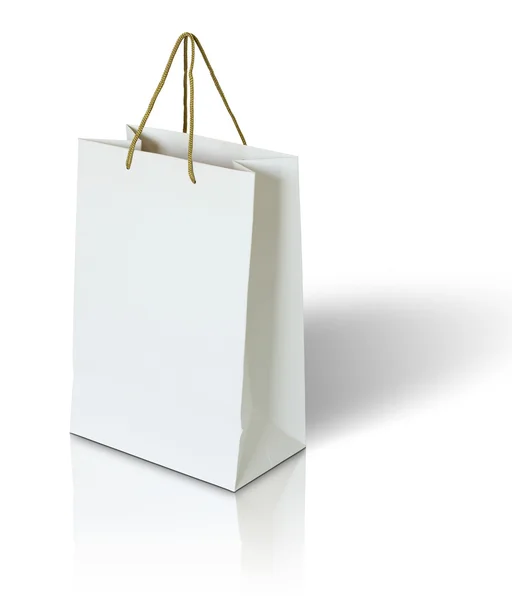 Bolsa de papel blanco sobre fondo blanco —  Fotos de Stock