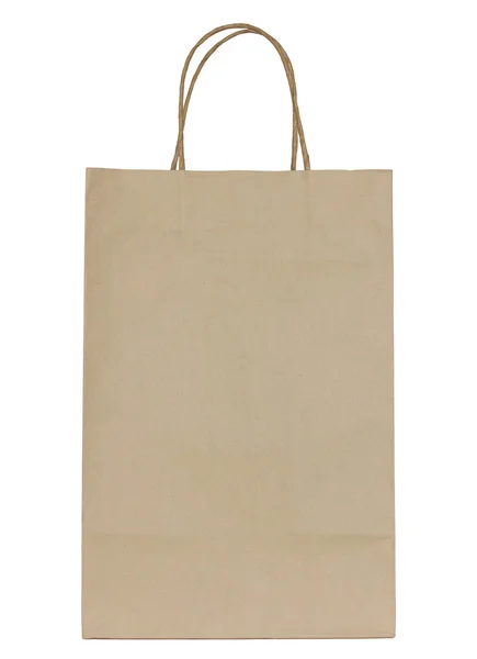 Bruine papieren zak geïsoleerd op wit met uitknippad — Stockfoto
