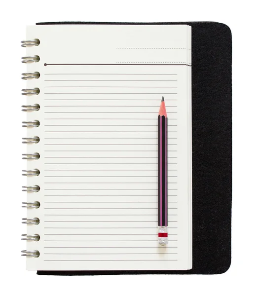 Puste spirala notatnik i ołówek na białym tle — Zdjęcie stockowe