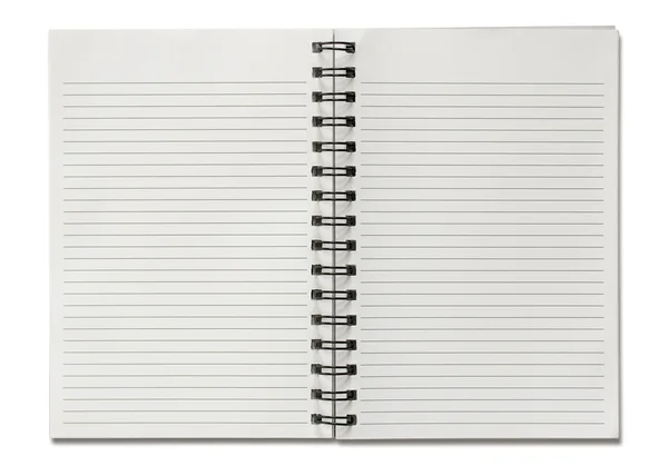 Notebook espiral em branco isolado em fundo branco — Fotografia de Stock