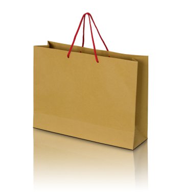 beyaz zemin üzerinde kahverengi kağıt torba