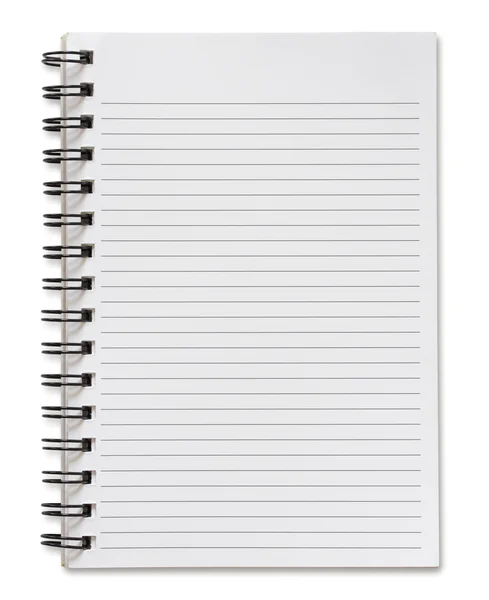 Notebook espiral em branco isolado em fundo branco — Fotografia de Stock