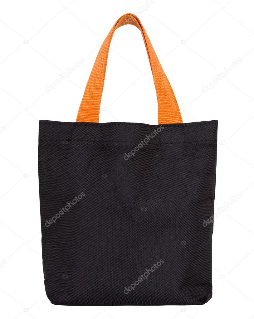 black fabric bag isolated on white with clipping path