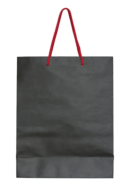 Black paper bag isolated on white with clipping path — Stock Photo, Image