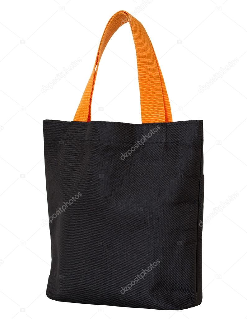 black fabric bag isolated on white with clipping path