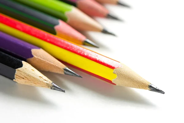 Stack of pencils on white background — Stock Photo, Image