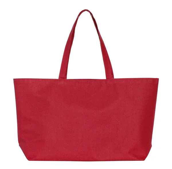 Rött tyg väska isolerade på vitt med urklippsbana — Stockfoto