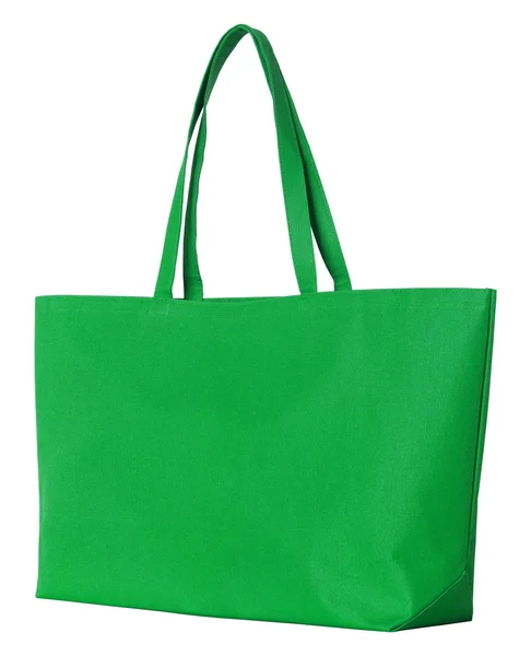 Grüne Stofftasche isoliert auf weiß mit Clipping-Pfad — Stockfoto