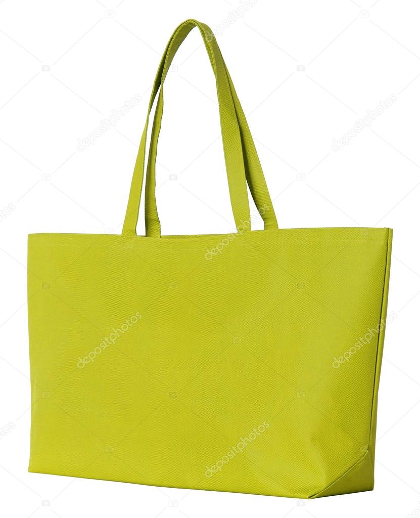 yellow fabric bag isolated on white with clipping path