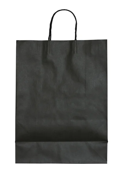 Black paper bag isolated on white with clipping path — Stock Photo, Image