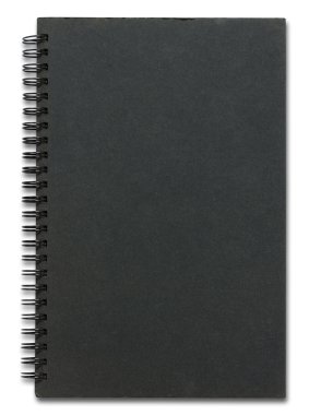 Beyaz arka plan üzerinde izole siyah defter kapağı