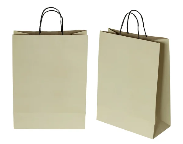 Bruine papieren zak geïsoleerd op wit met uitknippad — Stockfoto