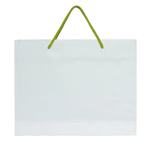 Bolsa de papel blanco aislada en blanco con camino de recorte —  Fotos de Stock