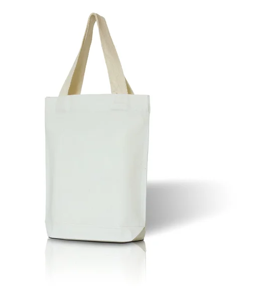 White fabric bag on white background — Stock Photo, Image