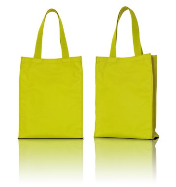 yellow fabric bag on white background clipart
