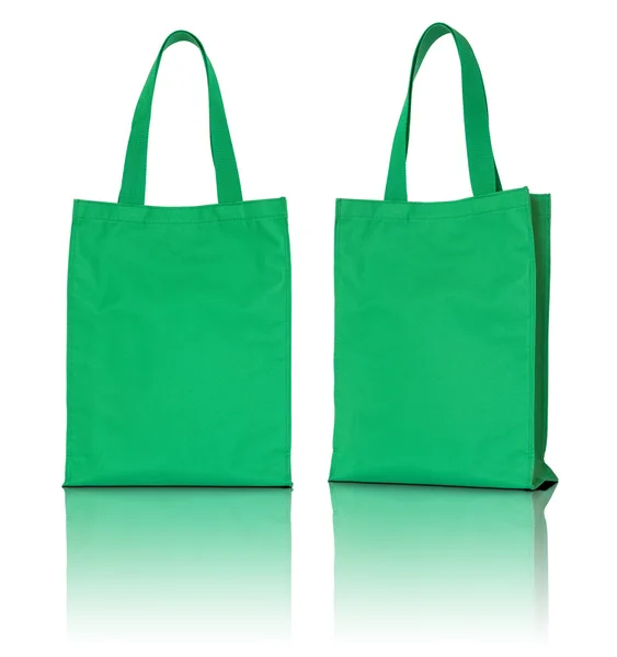 Green fabric bag on white background — Stock Photo, Image