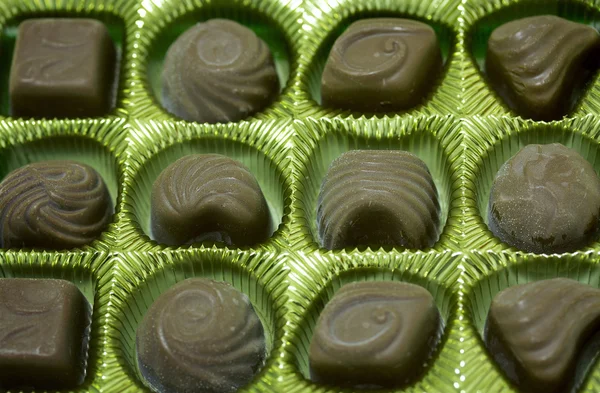 Närbild på choklad rutan — Stockfoto