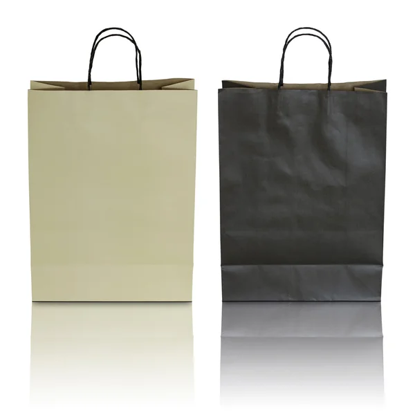 Black and brown paper bag on white background — Stock Photo, Image