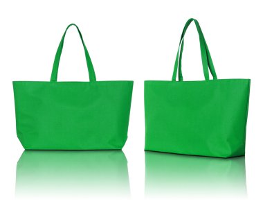Beyaz arka planda yeşil alışveriş çantası
