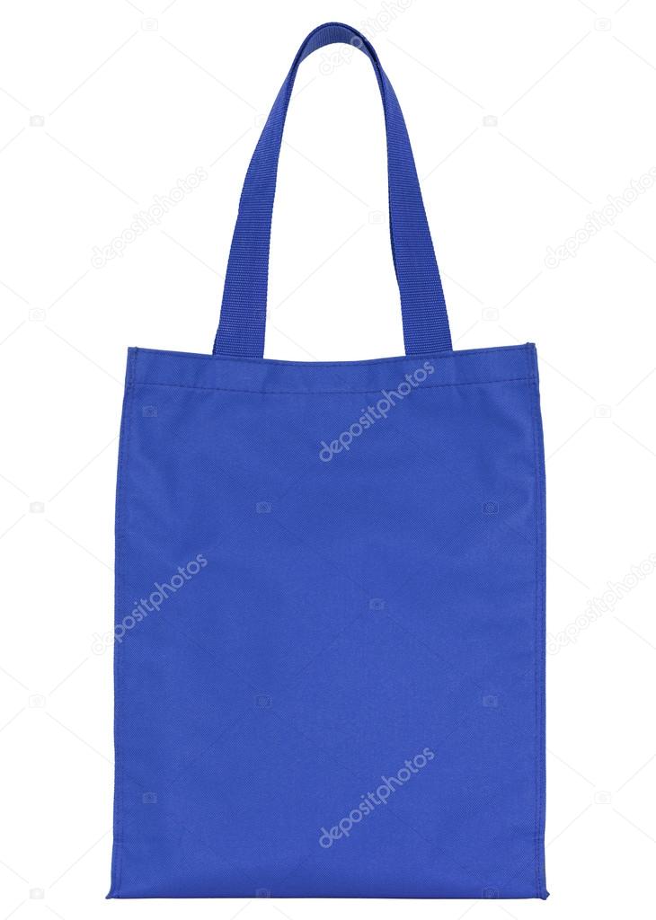 blue shopping fabric bag isolated on white with clipping path