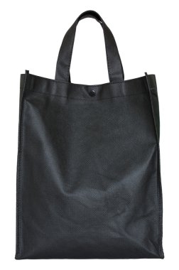 siyah yeniden kullanılabilir alışveriş çantası üzerinde beyaz izole