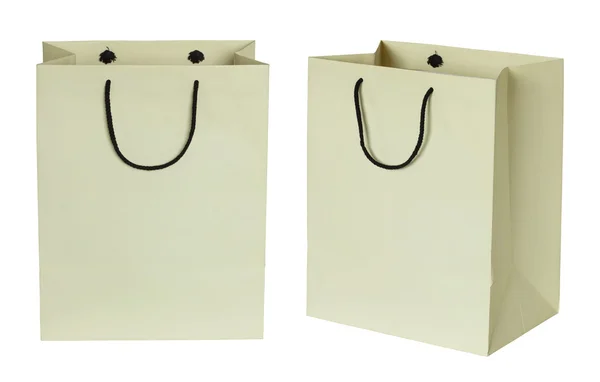 Saco de compras de papel isolado em branco — Fotografia de Stock