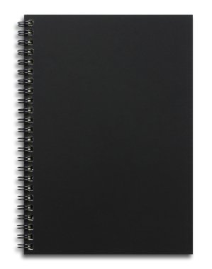 beyaz izole boş siyah spiral defter