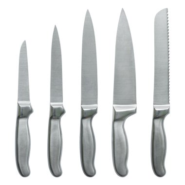 izole üzerinde beyaz set mutfak bıçakları