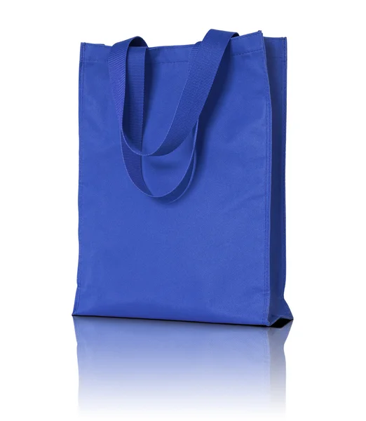Blue shopping fabric bag — Stock Photo, Image