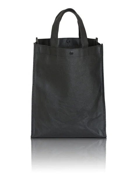 Beyaz arka planda siyah alışveriş çantası — Stok fotoğraf