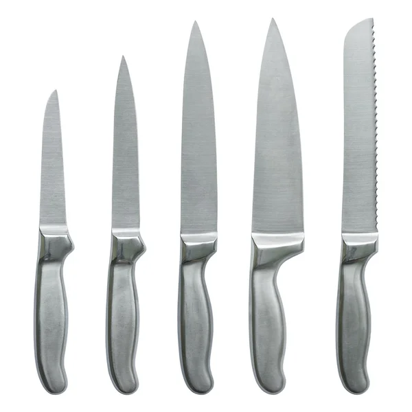 一連のキッチン ナイフで分離白 — ストック写真