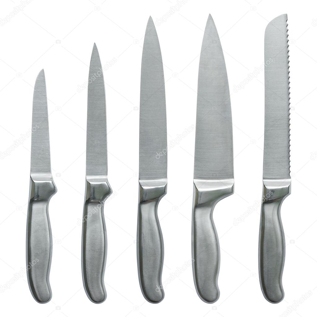 set of kitchen knifes isolated on white