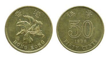 hong kong elli sentlik demir üzerinde beyaz izole