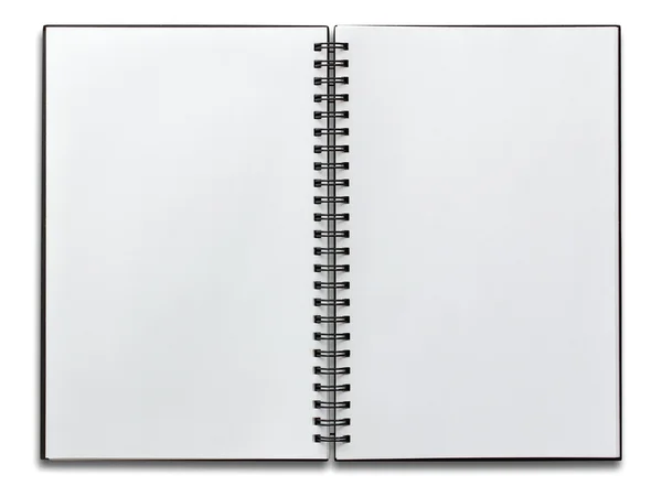 Caderno espiral aberto isolado em branco — Fotografia de Stock