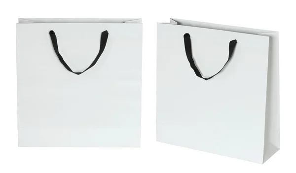 Bolsa de papel blanco aislada en blanco —  Fotos de Stock