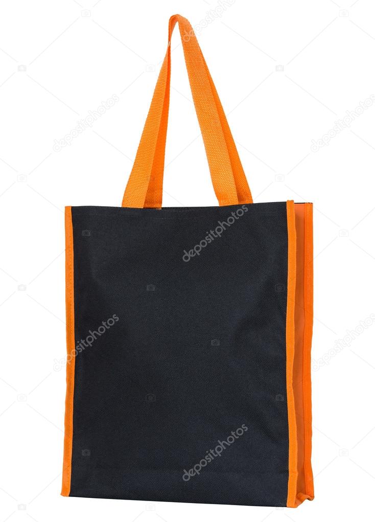 black fabric bag isolated on white