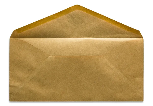 Envelope marrom aberto isolado no fundo branco — Fotografia de Stock