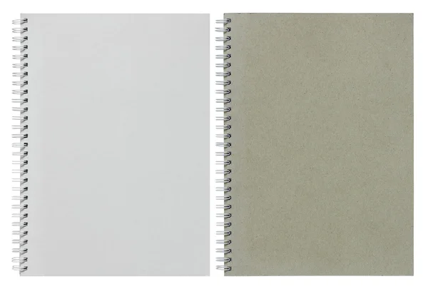 Grijze en witte spiraal notebook geïsoleerd op wit — Stockfoto